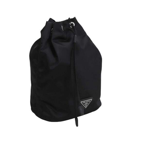 Prada Black Tessuto Nylon Triangle Logo Drawstring Bucket - Picture 4 of 10